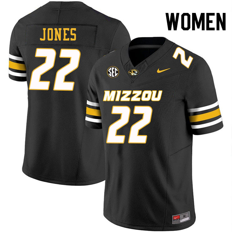 Women #22 Tavorus Jones Missouri Tigers College Football Jerseys Stitched-Black